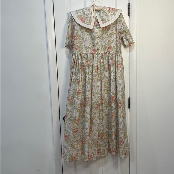 Vtg 90s Laura Ashley Floral Dress WITH TAGS Ecru Washed Coral Cottagecore - Picture 8 of 11